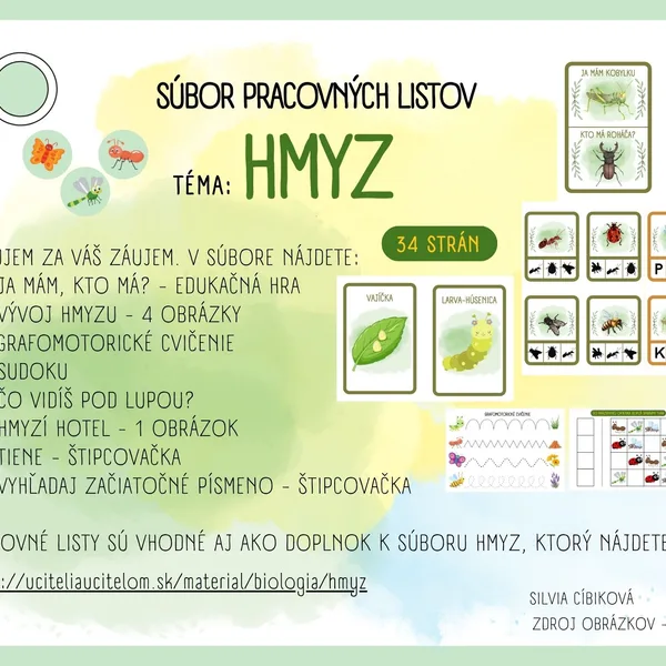 Hmyz - pracovné listy