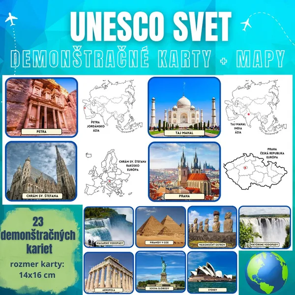 UNESCO - demonštračné karty + mapy /obojstranné/