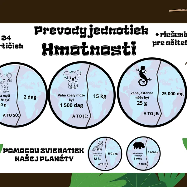 Premena jednotiek hmotnosti so zvieratkami