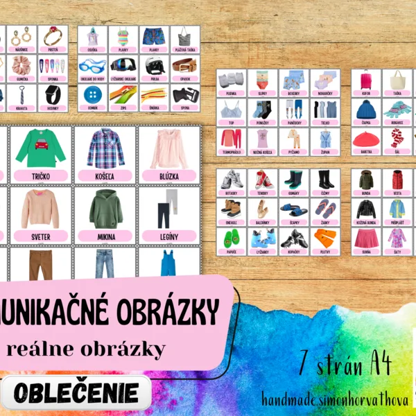 Komunikačné obrázky - Oblečenie, Reálne obrázky, Pre deti, žiakov a terapiu reči