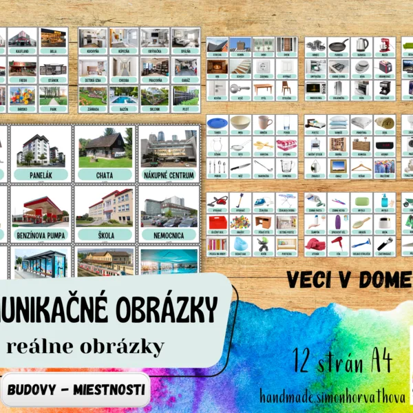 Komunikačné obrázky - Budovy - miestnosti - veci v dome, Reálne obrázky, Pre deti, žiakov a terapiu reči