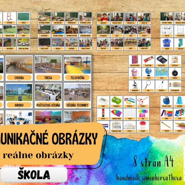 Komunikačné obrázky - ŠKOLA, Reálne obrázky, Pre deti, žiakov a terapiu reči