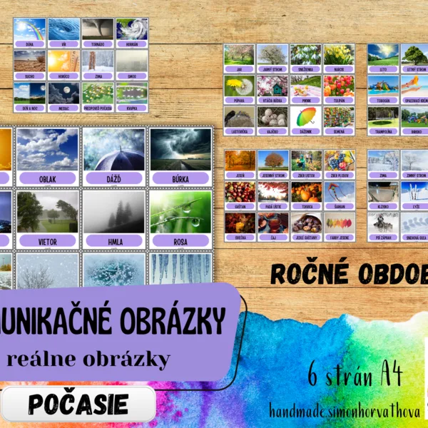 Komunikačné obrázky - POČASIE, ROČNÉ OBDOBIA, Reálne obrázky, Pre deti, žiakov a terapiu reči