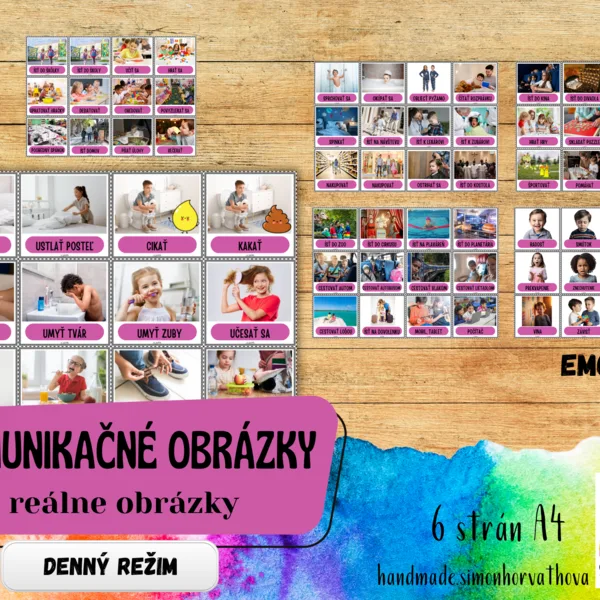 Komunikačné obrázky - DENNÝ REŽIM, Reálne obrázky, Pre deti, žiakov a terapiu reči