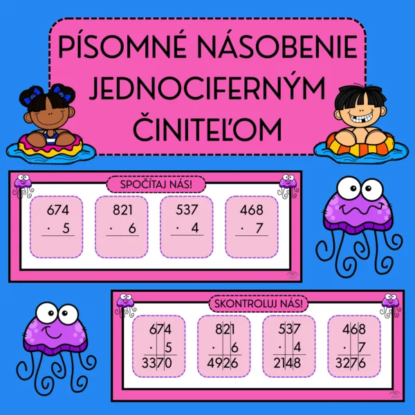 PÍSOMNÉ NÁSOBENIE JEDNOCIFERNÝM ČINITEĽOM – kartičky