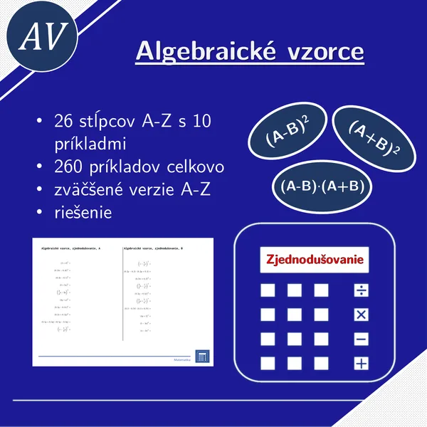 Algebraické vzorce, zjednodušovanie | matematika, algebra | 26 stĺpcov