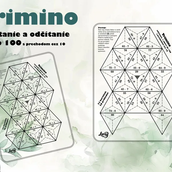 Trimino - sčítanie a odčítanie do 100 s prechodom cez 10