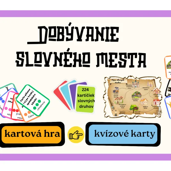 Dobývanie slovného mesta- slovné druhy, karty