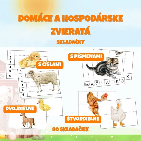 DOMÁCE A HOSPODÁRSKE ZVIERATÁ - skladačky