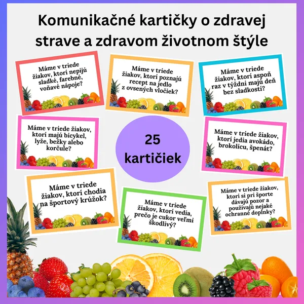 Komunikačné kartičky o zdravej strave a zdravom životnom štýle