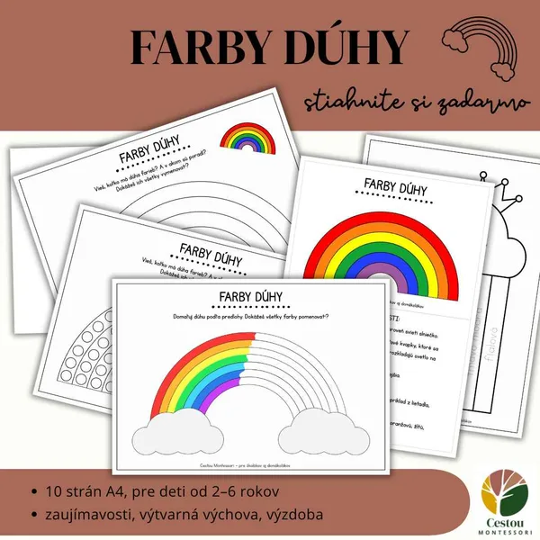 Farby dúhy – pracovné listy pre MŠ