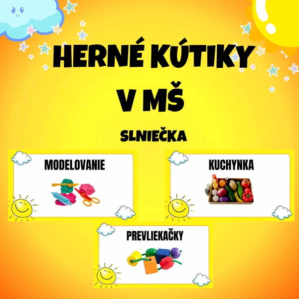 Herné kútiky v MŠ - SLNIEČKA