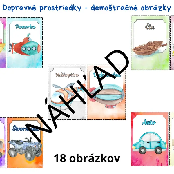 Dopravné prostriedky - demonštračné obrázky