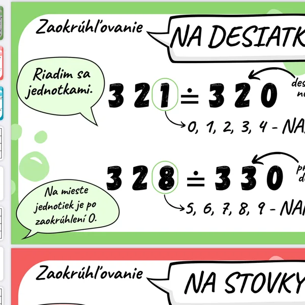 Zaokrúhľovanie na desiatky, stovky a tisícky