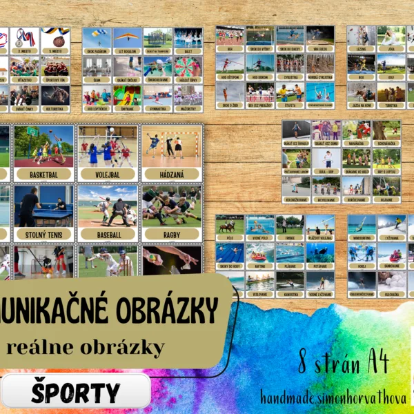 Komunikačné obrázky - ŠPORTY, Reálne obrázky, Pre deti, žiakov a terapiu reči