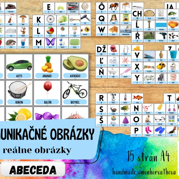 Komunikačné obrázky - ABECEDA, Reálne obrázky, Pre deti, žiakov a terapiu reči