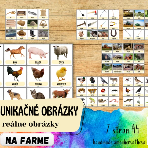 Komunikačné obrázky - NA FARME, Reálne obrázky, Pre deti, žiakov a terapiu reči
