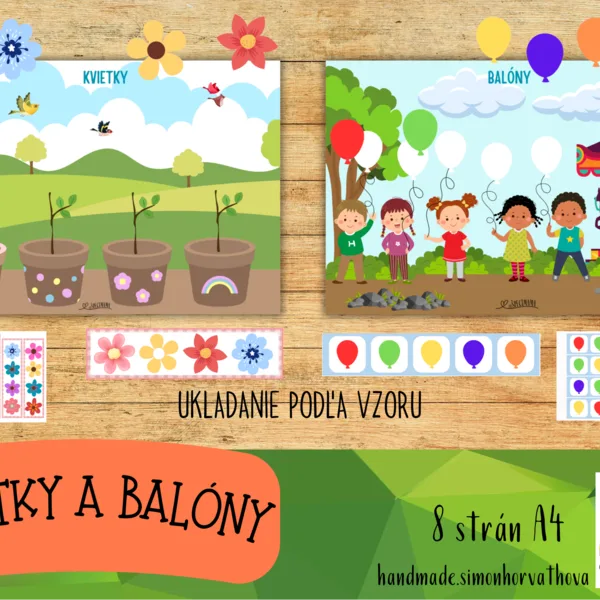 Kvietky a balóny - ukladanie podľa vzoru, aktivity pre deti