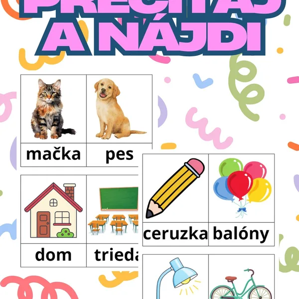 Čítanie s porozumením - obrázky a slová