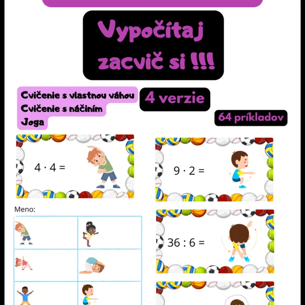 Vypočítaj a zacvič si - násobenie a delenie