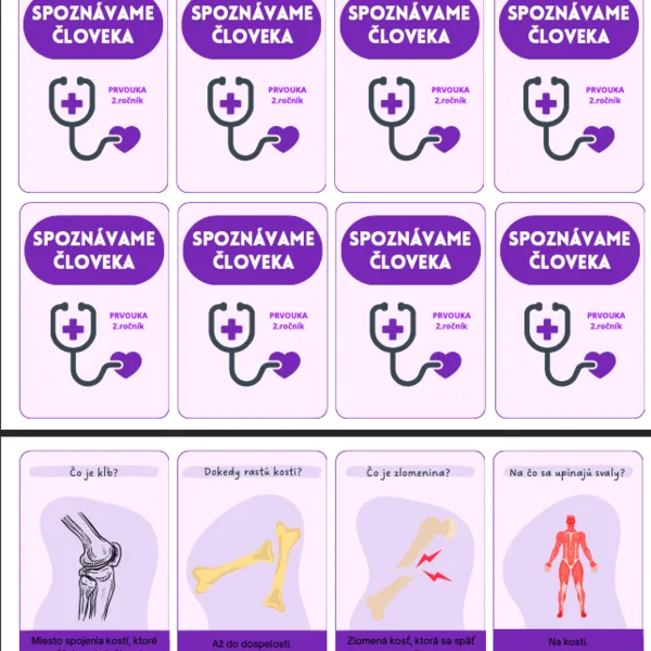 🧠 Didaktické karty – Spoznávame človeka (Prvouka, 2. ročník)