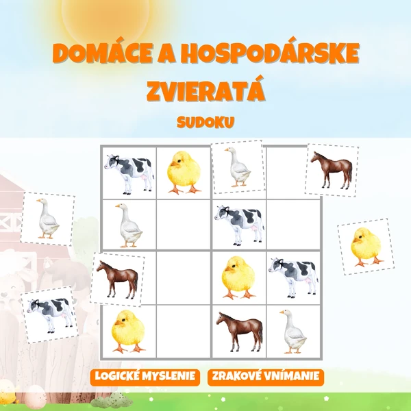 DOMÁCE A HOSPODÁRSKE ZVIERATÁ - sudoku