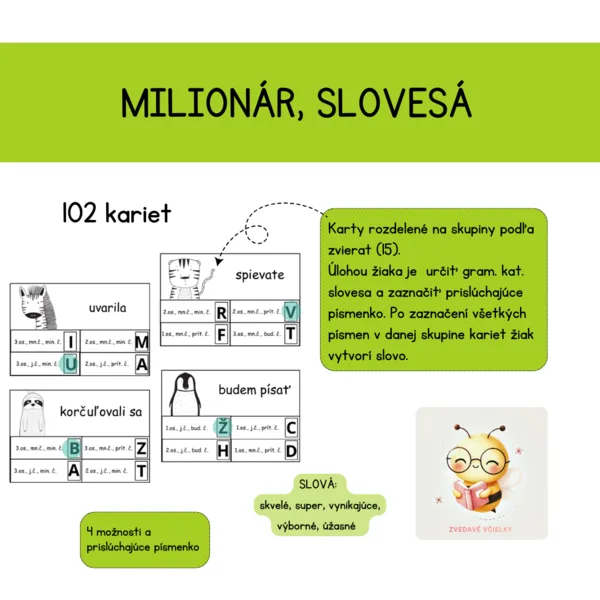 MILIONÁR - slovesá 
