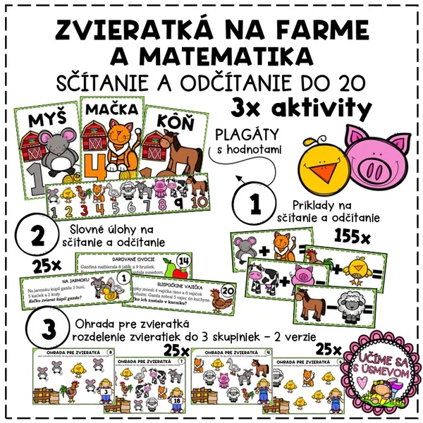 ZVIERATKÁ NA FARME a matematika