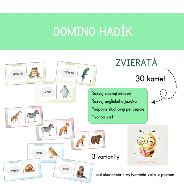 Domino hadík - zvieratá 