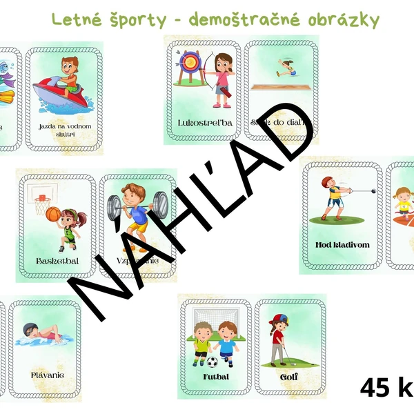 Letné športy - demonštračné obrázky