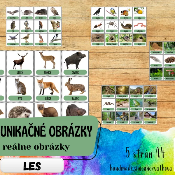 Komunikačné obrázky - V LESE, Reálne obrázky, Pre deti, žiakov a terapiu reči