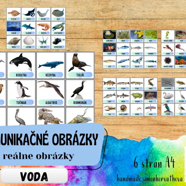 Komunikačné obrázky - VO VODE, Reálne obrázky, Pre deti, žiakov a terapiu reči