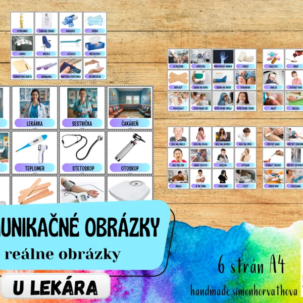 Komunikačné obrázky - U LEKÁRA, Reálne obrázky, Pre deti, žiakov a terapiu reči