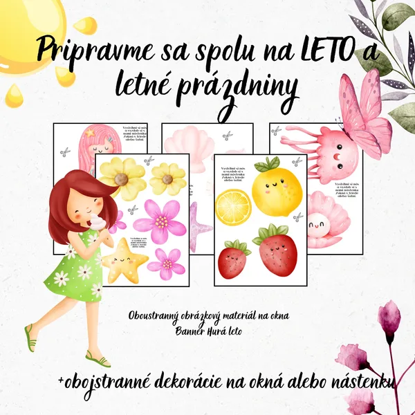 Výzdoba triedy, Leto, Letné dekorácie triedy, Dekorácie na okná, Dovolenka, prázdniny