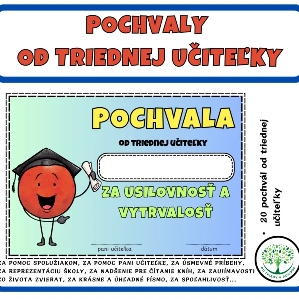 Pochvaly od triednej učiteľky