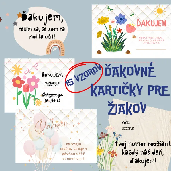 Ďakovné kartičky pre žiakov od učiteľa/ pochvala, pochvaly,uznanie, poďakovanie