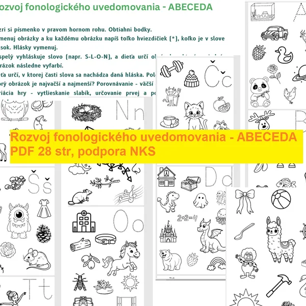 Určovanie polohy hlások, celá ABECEDA - rozvoj fonologického uvedomovania