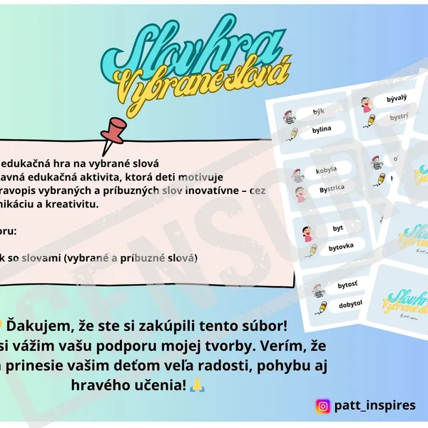 Slovhra - Vybrané slová