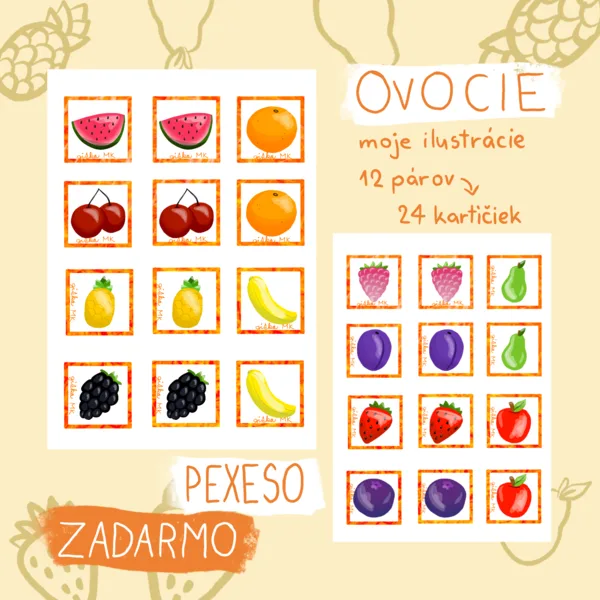Ovocie - Pexeso ZADARMO