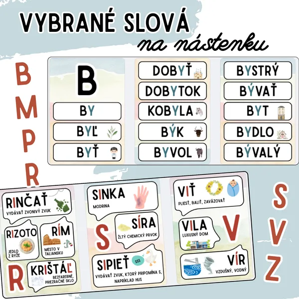 Vybrané slová na nástenku 