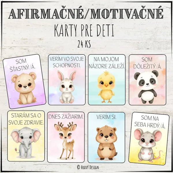 Afirmačné / motivačné karty pre deti