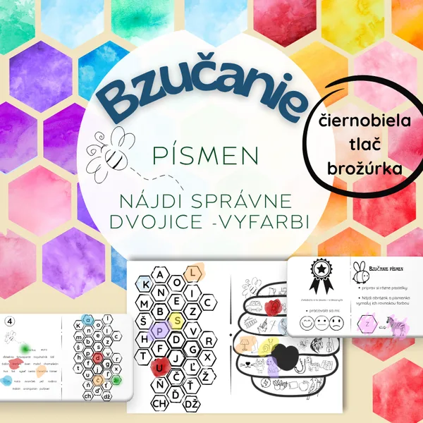 Bzučanie písmen / grafomotorika, čítanie, postreh, spájanie, zrakové vnímanie, písmená