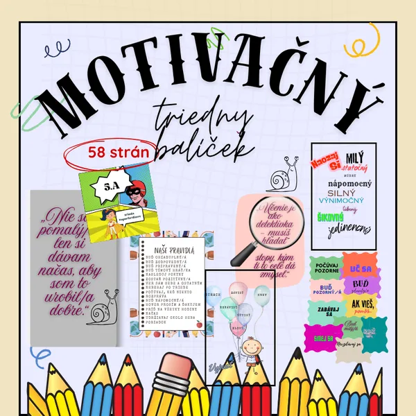 Motivačný triedny balíček / nástenka, výzdoba, pozitívna klíma, sebadisciplína, plagáty