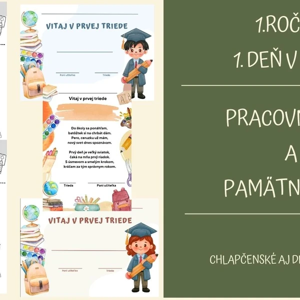 Prvý deň v škole - PL + pamätné listy