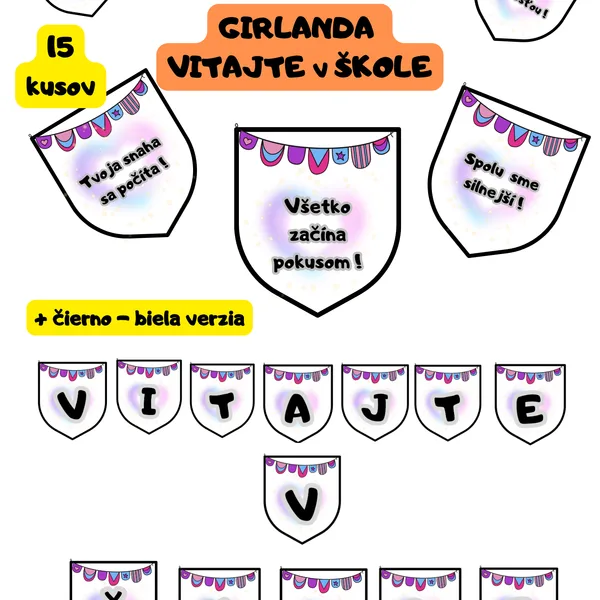 Výzdoba triedy motivačná girlanda + Vitajte v škole