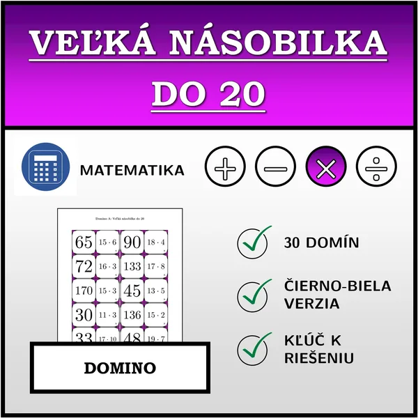 Domino - Veľká násobilka do 20 | matematika