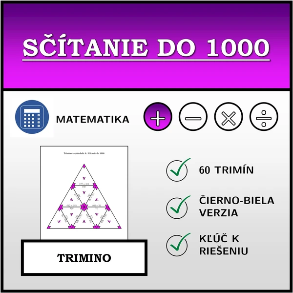 Trimino - Sčítanie do 1000 | matematika