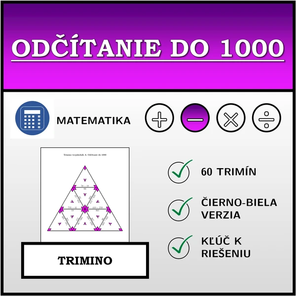 Trimino - Odčítanie do 1000 | matematika
