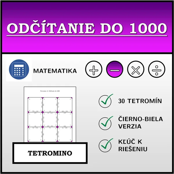 Tetromino - Odčítanie do 1000 | matematika