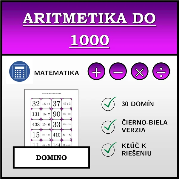 Domino - Aritmetika do 1000 | matematika